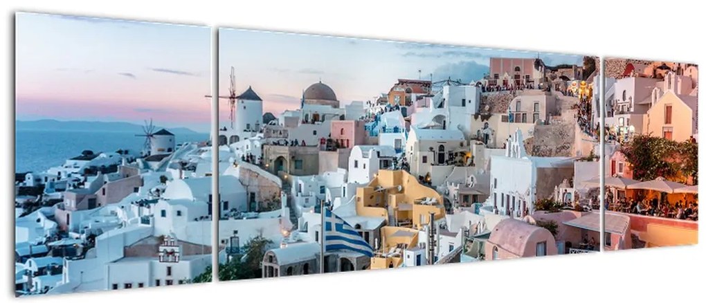 Obraz - Zmierzch na Santorini (170x50 cm)