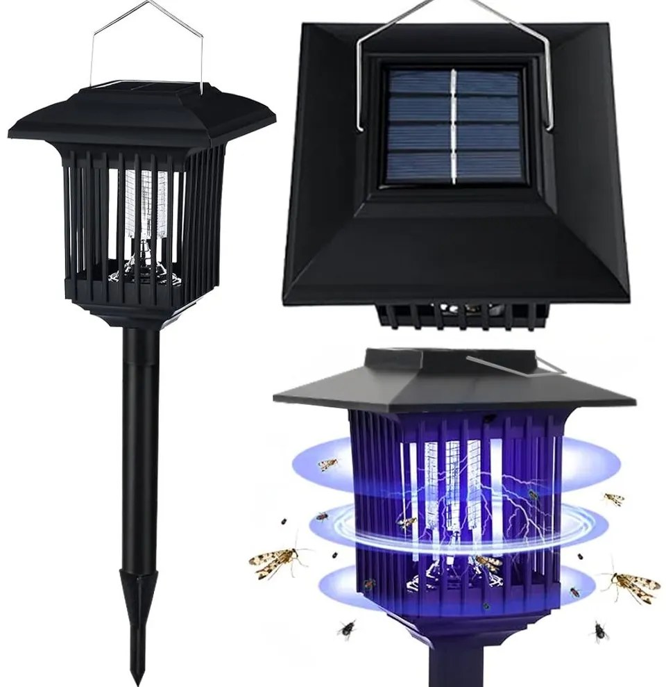 Lampa ogrodowa solarna LED owadobójcza J-22 Czarna