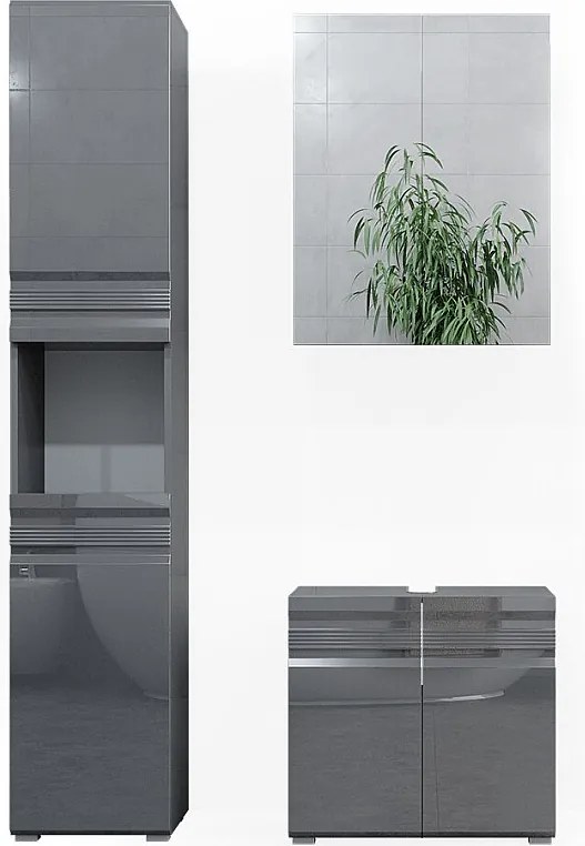 Zestaw mebli łazienkowych antracyt wysoki połysk 56x34x60 fredd