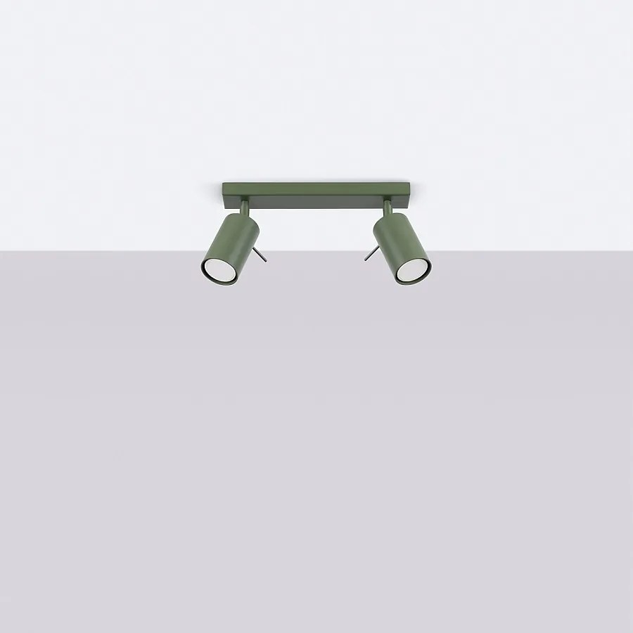 Lampa sufitowa nowoczesny Briix, stal - 2 źródło światła 4000K - L.30 x H.17 cm - zielony oliwkowy