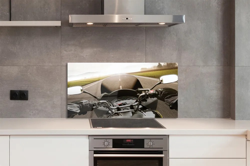 Szklany Panel Motocykl na tle Gór i Nieba