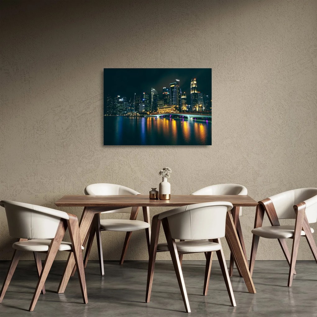 Obraz na szkle Singapuru nocą (70x50 cm)