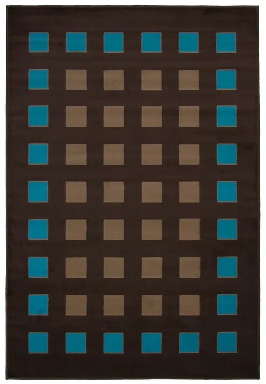 Dywan nowoczesny Kwadraciki brązowo-niebieskie 160 cm x 225 cm