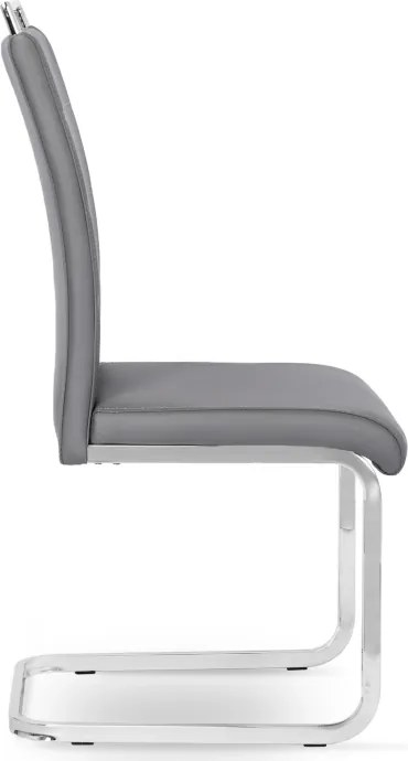 Krzesło Tapicerowane do Jadalni LOCA Szare Na Płozach Ekoskóra Nowoczesne