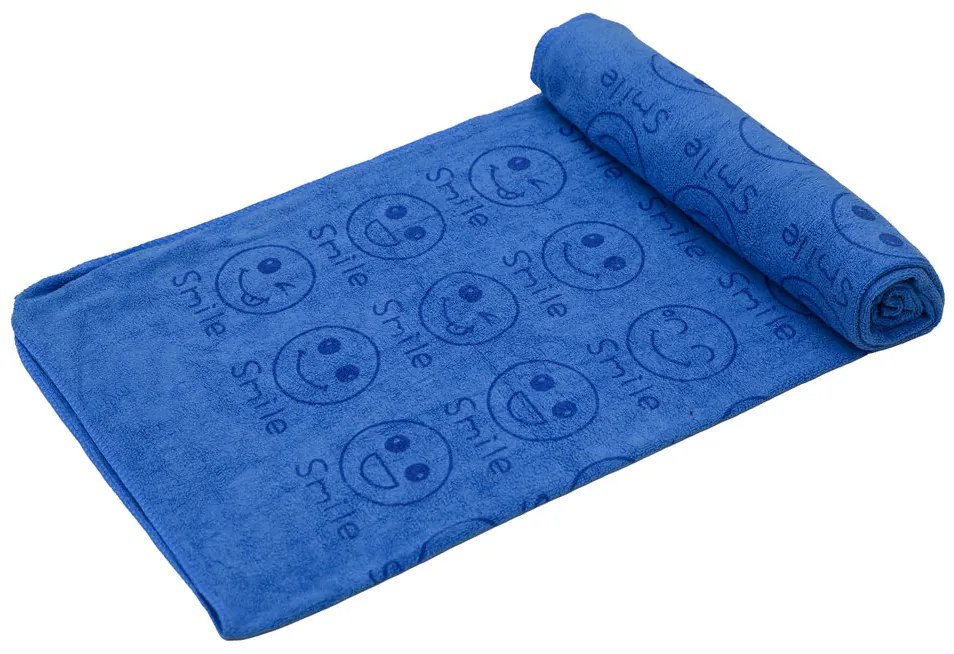 Szybkoschnący ręcznik kąpielowy UŚMIECH niebieski