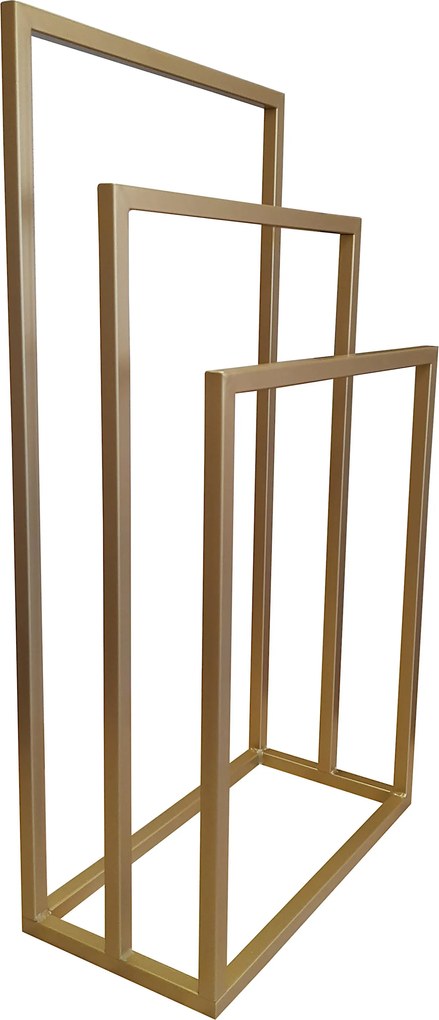 Stojak wieszak łazienkowy na ręczniki LOFT metalowy : Kolor Stelaża - Złoty, Rozmiar - 3-ramienna 2cm
