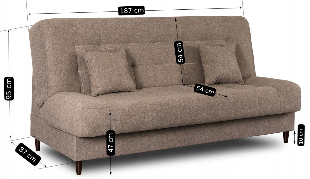 Sofa z Funkcją Spania NEPAL Wersalka Rozkładana Dwuosobowa Brązowa Nowoczesna do Salonu