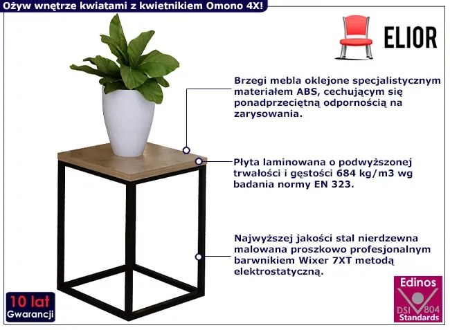 Stojak na kwoaty w stylu loft czarny + dąb lancelot F7-G24