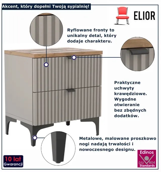 Beżowy ryflowany stolik nocny D9-N01