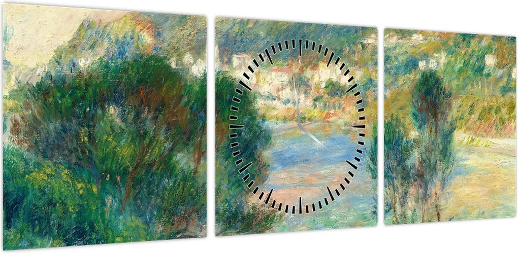 Obraz - Auguste Renoir, View of Monte Carlo from Cap Martin, reprodukcje (z zegarem) (90x30 cm)
