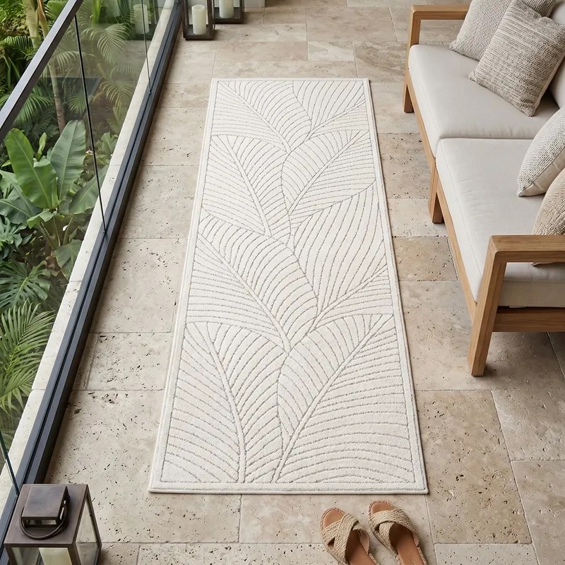 Dywan uniwersalny Nova 3D Listki kremowy 80 cm x 250 cm