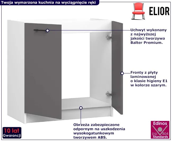 Szara szafka kuchenna pod zlewozmywak - Tereza 13X