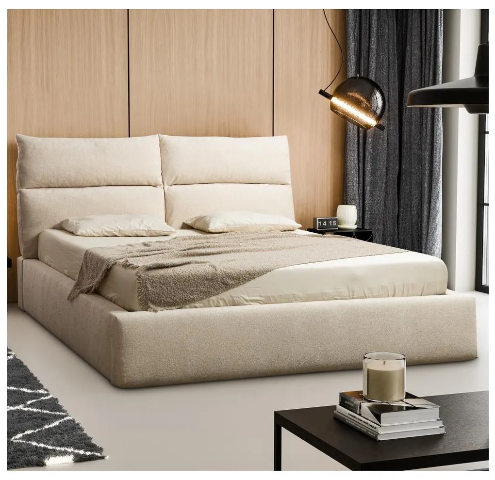 Tapicerowane łóżko bez materaca BASIL 160x200 cm beżowe