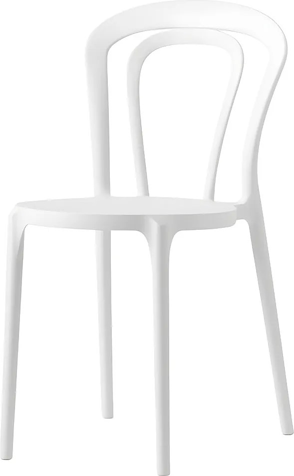Zestaw 2 nowoczesnych krzeseł optycznie białych "Caffè" z polipropylenu, sztaplowanych, do użytku wewnątrz i na zewnątrz, cm 53x53 83h