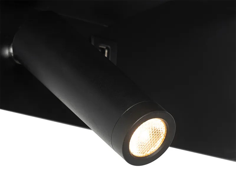 Nowoczesna lampa ścienna czarna w komplecie z LED i USB - Thijs