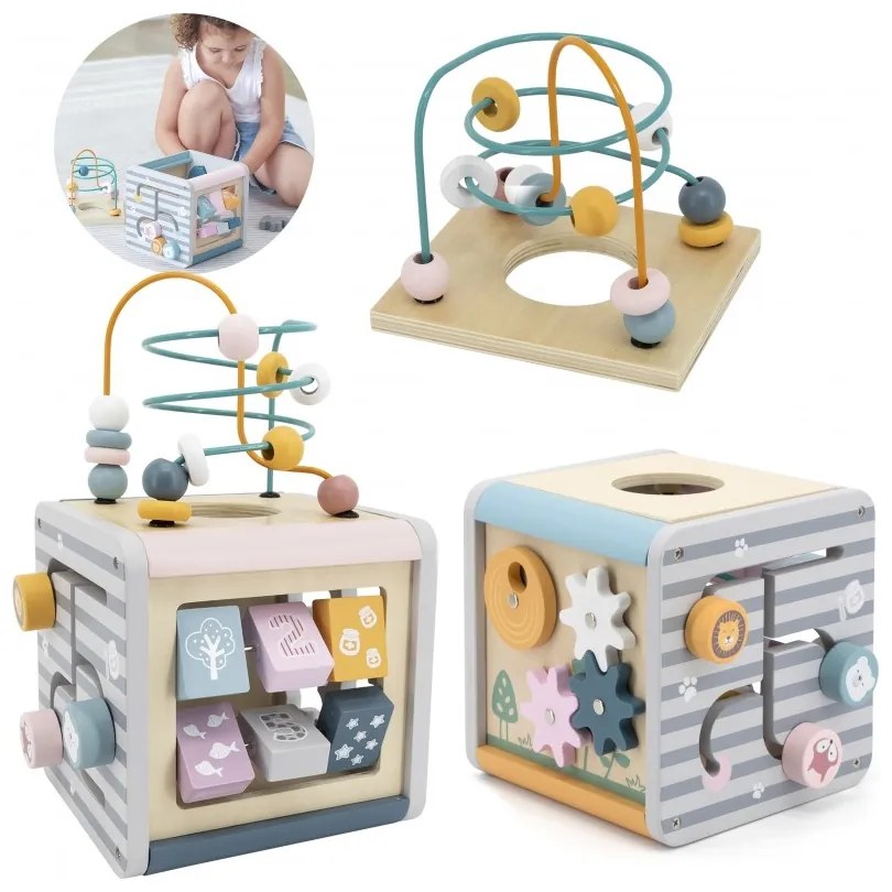 Viga polarb activity box drewniane edukacyjne centrum gier 5w1 kostka