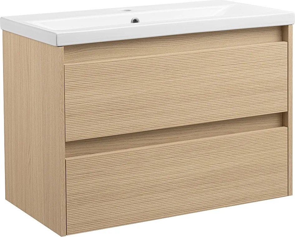 Zestaw do Łazienki 80cm Szafka z Umywalką Ryflowane Fronty Aria