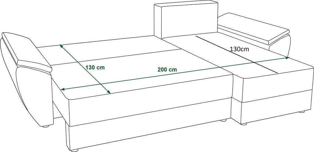 PROMOCJA Rozkładana dwustronna sofa narożna do L TAVERO 251x140 cm, musztardowa II jakość
