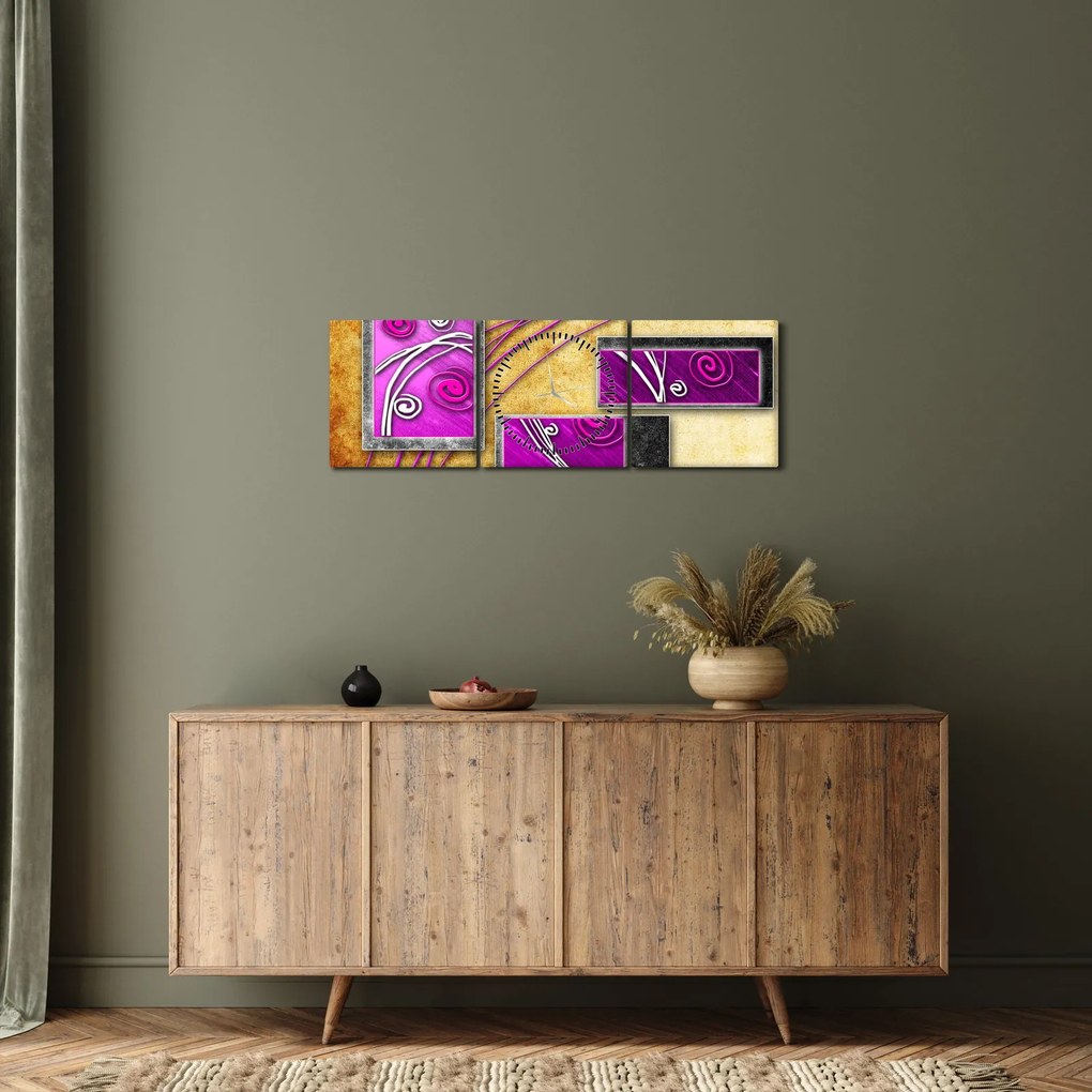 Obraz abstrakcji (z zegarem) (90x30 cm)