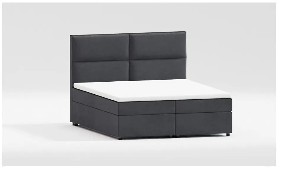 Szare łóżko boxspring ze schowkiem 140x200 cm Rico – Ropez
