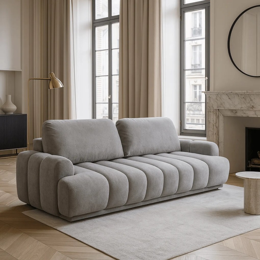 Sofa z Funkcją Spania CAMBIONA Rozkładana Szara Nowoczesna