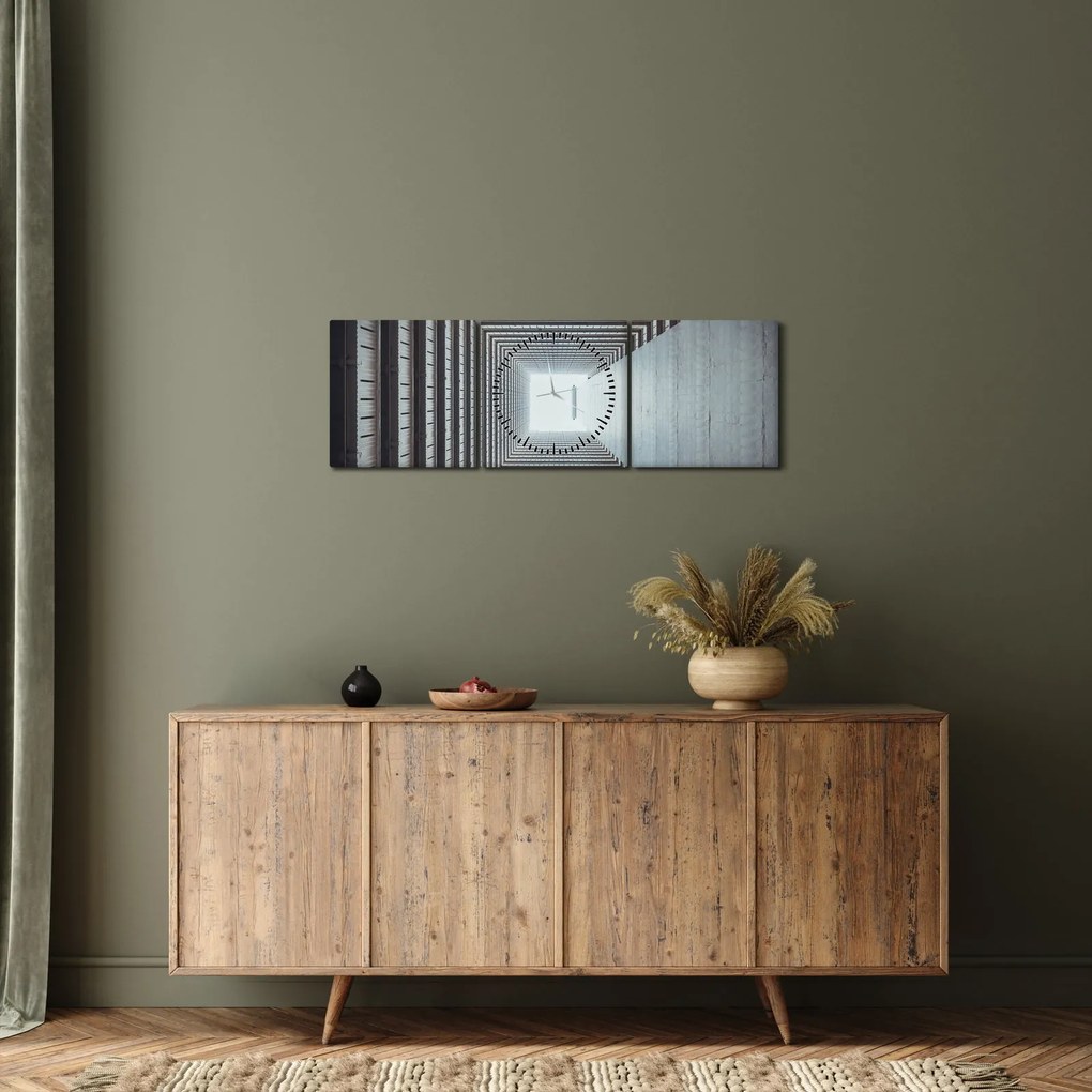 Obraz - Widok z wnętrza budynku (z zegarem) (90x30 cm)