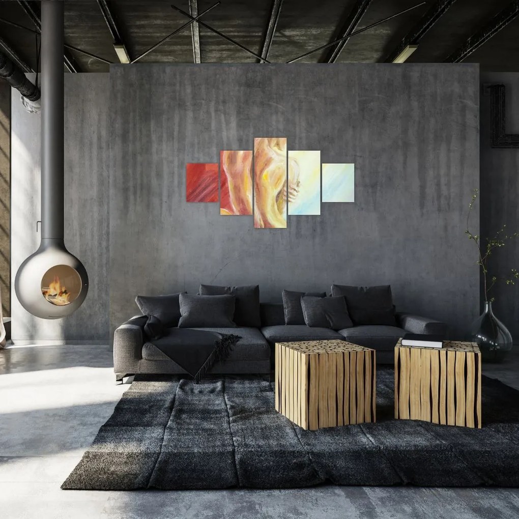 Obraz odpoczywającej kobiety, obraz olejny (125x70 cm)