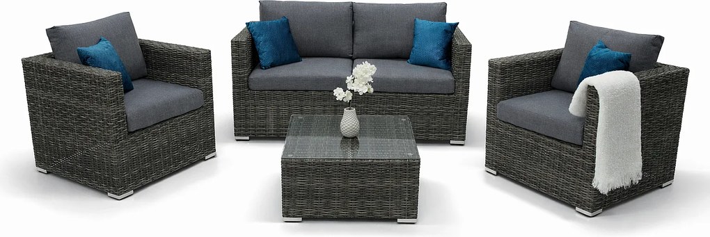 Zestaw rattanowy MALIBU dla 4 osób (szary)