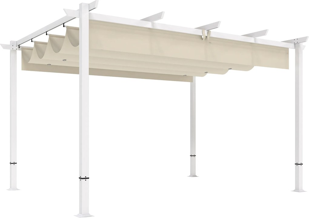 Outsunny Pergola 3 x 4 m z przesuwanym dachem, magnetycznymi zamknięciami, UV30+, kolor beżowy | Aosom PL
