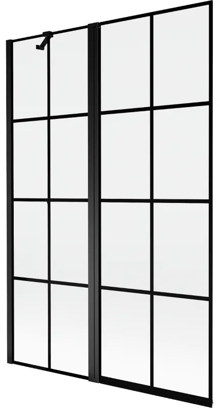 Mexen Mist parawan nawannowy 2-skrzydłowy lewy 120 x 150 cm, czarna kratka, czarny - 8A9-120-011-70-77-L