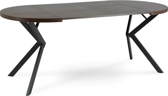 Stół Okrągły Rozkładany LUGO 90-190 cm Orzech/Czarny Loft