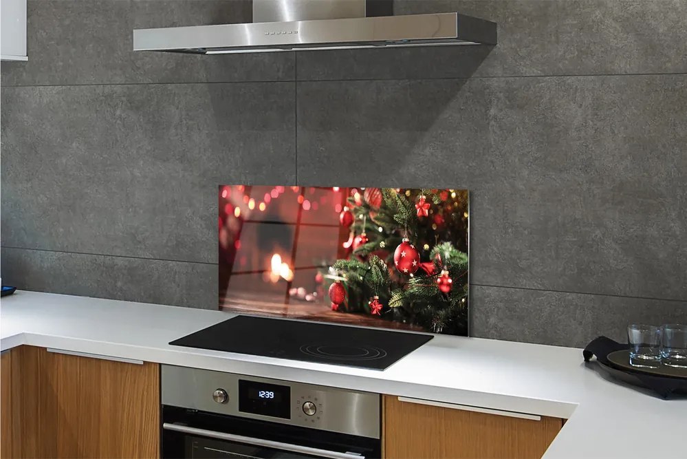 Panel szklany do Kuchni Choinka Pełna Prezentów