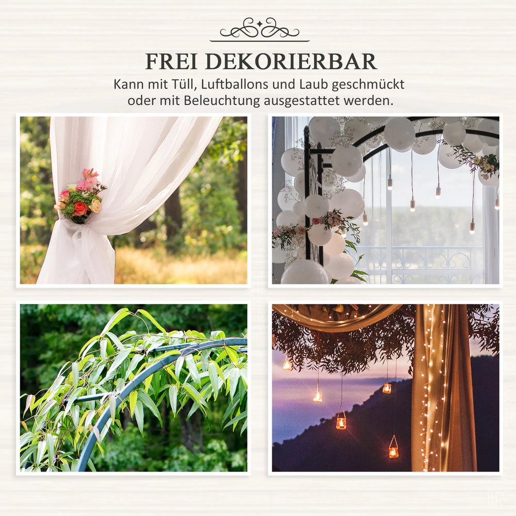 Outsunny Pergola Łukowa Kratka Brama Odporna na Warunki Atmosferyczne Metal Wys 230cm | Aosom PL