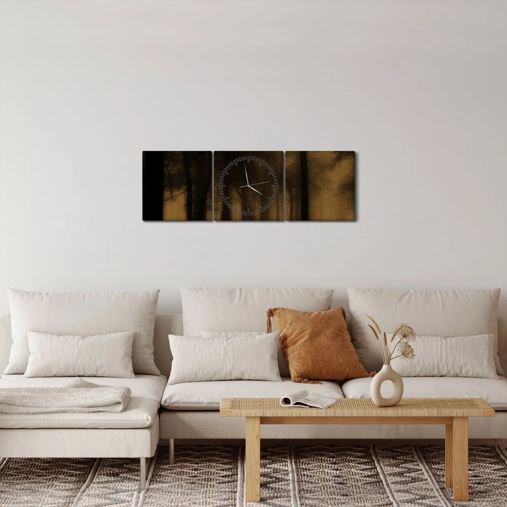 Obraz - Ciemny las (z zegarem) (90x30 cm)