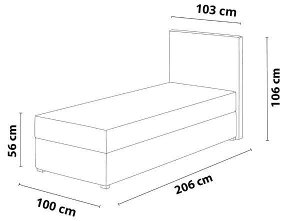 Klasyczne, jednoosobowe łóżko kontynentalne - DOMI 100 cm, jasny fiolet, strona prawa
