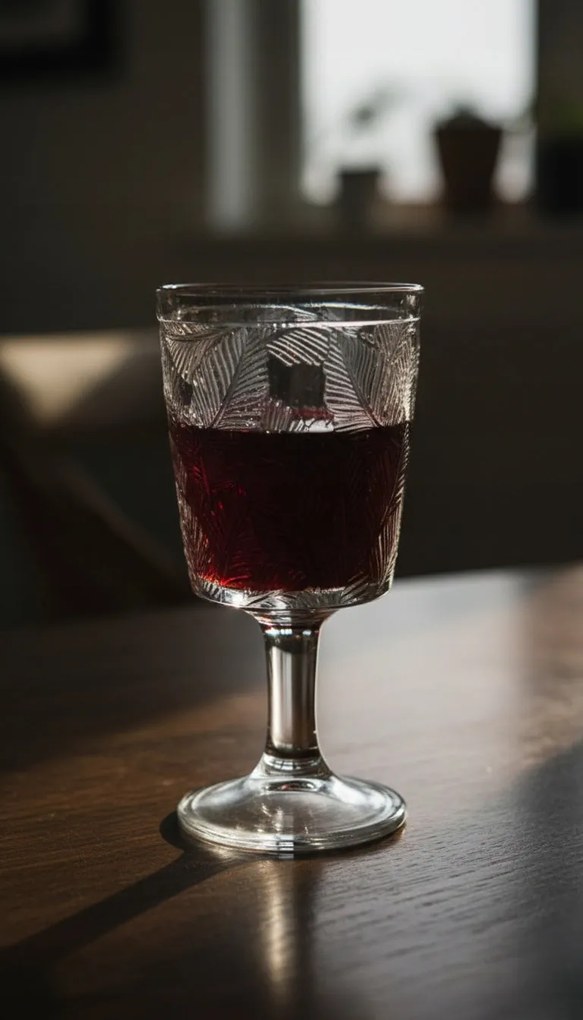 Kielich szklany 350 ml z tłoczonym wzorem liści elegancka szklanka na nodze