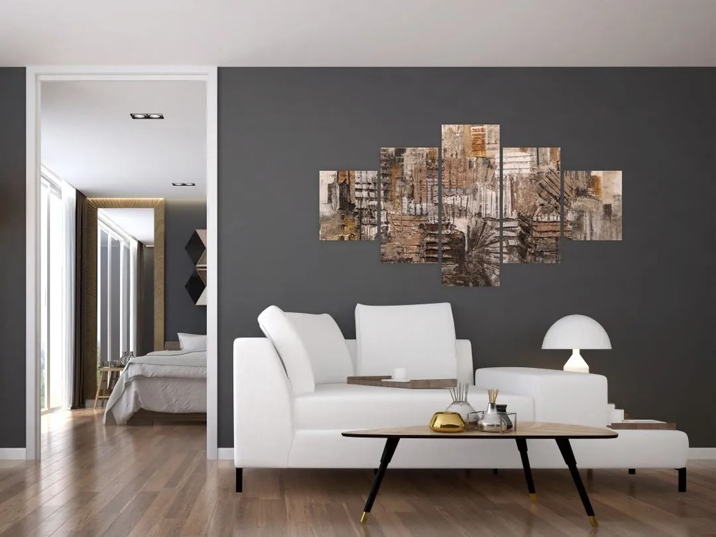 Obraz - Abstrakcja w odcieniach brązu (125x70 cm)