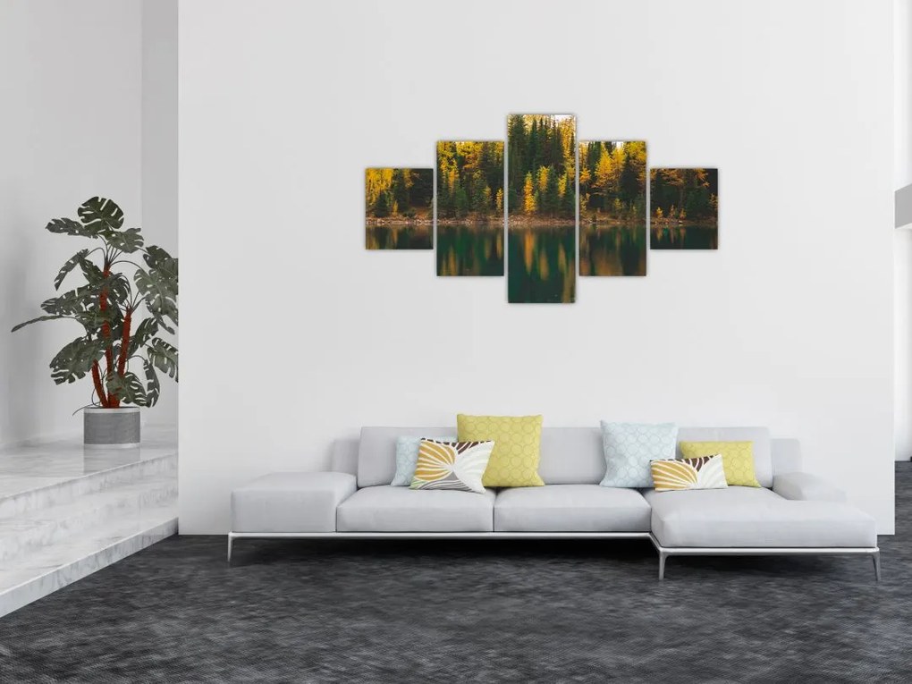 Obraz leśnego jeziora (125x70 cm)