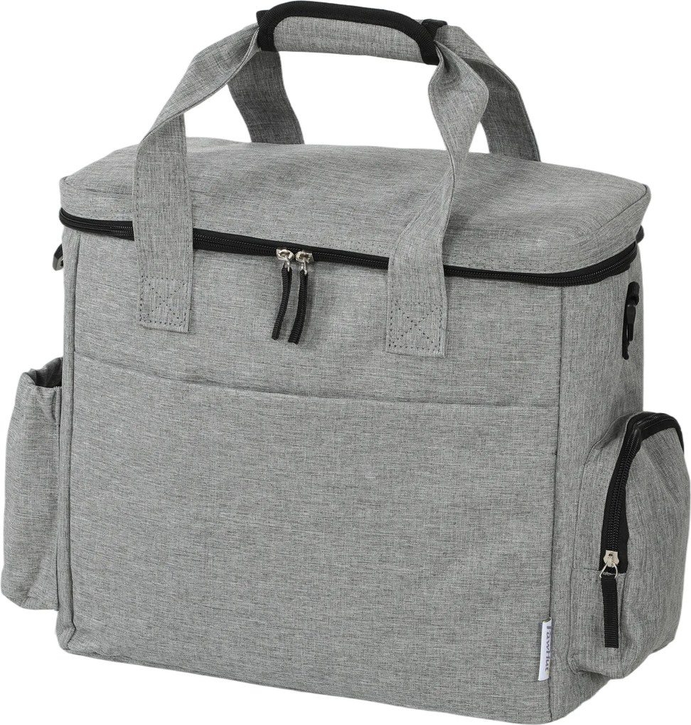PawHut Transportowa torba dla psa z wieloma przegrodami, 2 pojemnikami na karmę, składana miska silikonowa, 38 x 17 x 35 cm, jasnoszara | Aosom PL