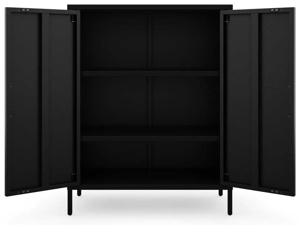 Czarna szafka z półkami na nóżkach metalowa VITO Modern 800 x 1015 x 400 mm