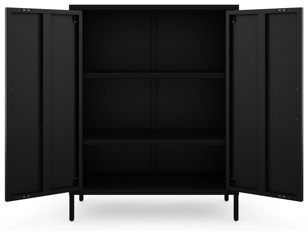 Szafka metalowa niska na nóżkach z półkami czarna, 800x1015x400 mm: VITO Modern