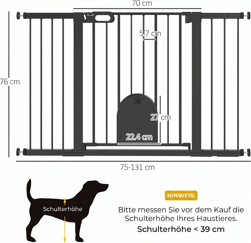 PawHut Bramka ochronna do drzwi Bramka zabezpieczająca na schody Bramka dla psów Osłona dla zwierząt Stal | Aosom PL