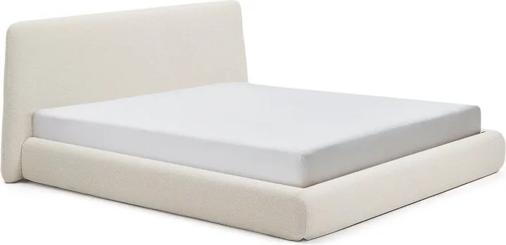 Beżowe tapicerowane łóżko dwuosobowe bez stelaża 180x200 cm Martina – Kave Home