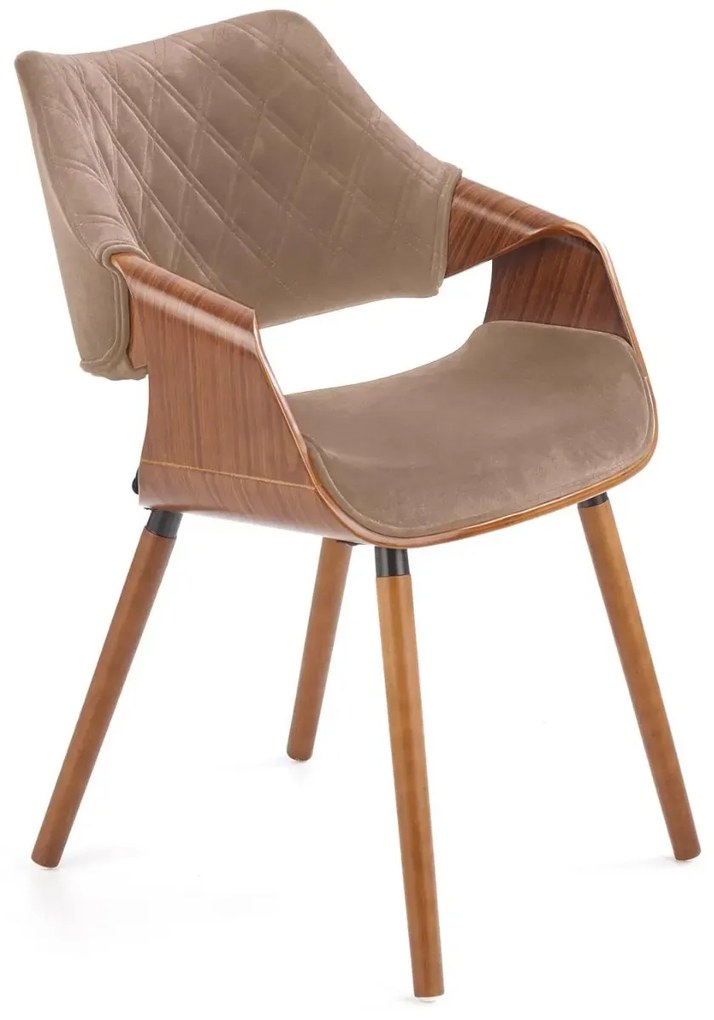 Krzesło tapicerowane K396 VELVET beżowe/orzech HALMAR
