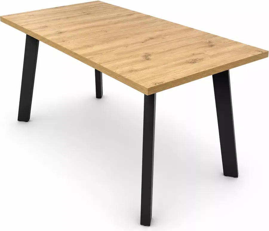 Stół rozkładany loftowy Verus 150–190 cm, blat laminowany, metalowe czarne nogi