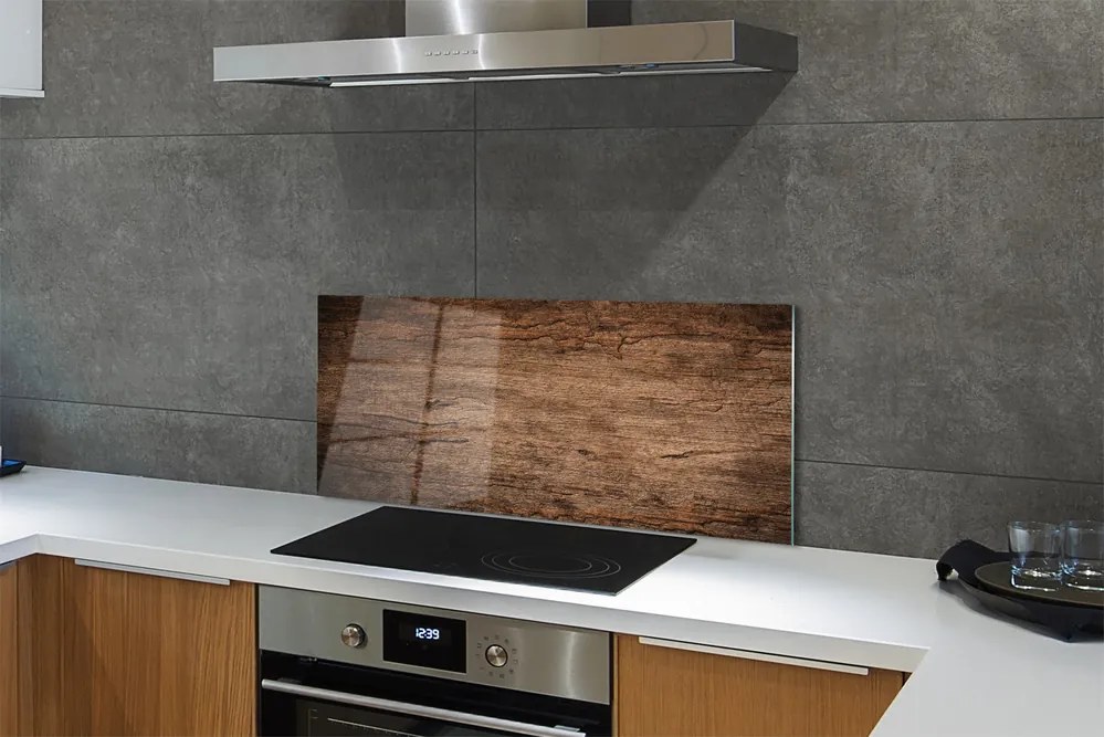 Panel szklany do Kuchni Rustykalne Słoje Drewna