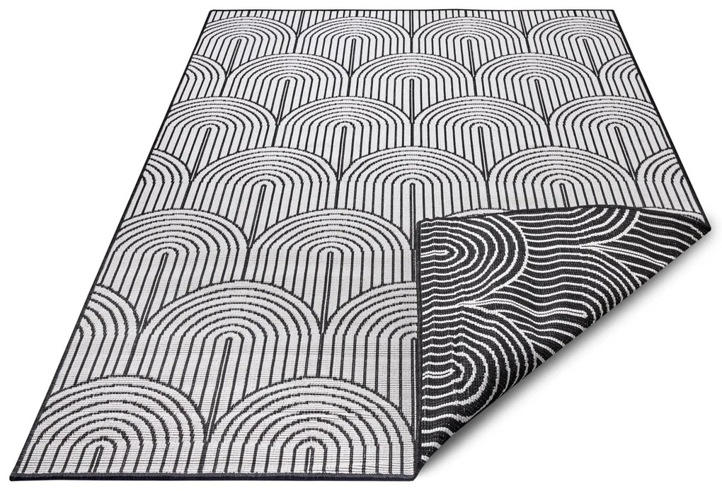 Dywan zewnętrzny dwustronny Pangli czarno-kremowy 80 cm x 150 cm
