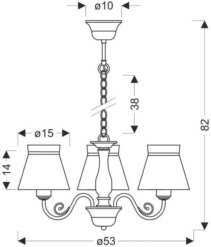 Metalowy żyrandol z 3 kwiatowymi abażurami - Z081-Frolaz