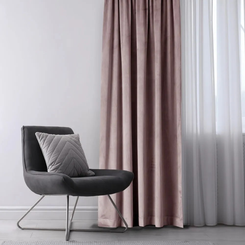 Jasnobrązowa aksamitna zasłona częściowo zaciemniająca (dimout) 140x270 cm Eyelets – Restilo