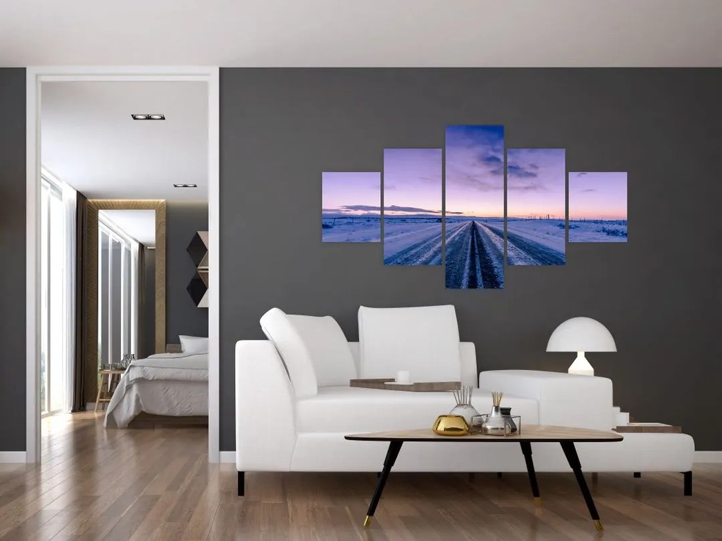 Obraz drogi zimą (125x70 cm)